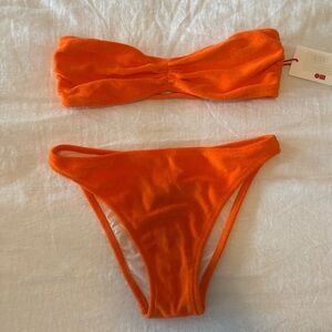 NWT | Solid & Striped Orange Terrycloth Bikini Set | Size: Small